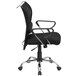 A Flash Furniture black mesh office chair with padded seat and aluminum base.