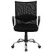 A Flash Furniture black mesh office chair with padded seat and aluminum base with wheels.