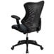 A gray mesh office chair with a black seat and back.