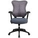 A Flash Furniture gray mesh office chair with black padding and arms.