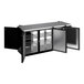 A black and silver Beverage-Air back bar refrigerator with open doors.