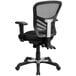 A Flash Furniture black mesh office chair with black seat and silver accents.