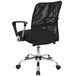 A Flash Furniture black mesh office chair with chrome base and wheels.