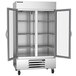 A Beverage-Air reach-in refrigerator with glass doors on a white background.