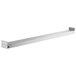 A white rectangular metal shelf with a silver handle.