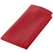 A red cloth napkin folded on a white background.