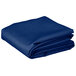A folded royal blue rectangular table cover.