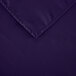 A purple 36" x 36" square polyester table cover with a folded hem.