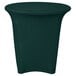 A black round table with a hunter green Snap Drape Contour Cover.