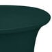 A hunter green Snap Drape Contour table cover on a round table.