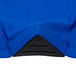 A close up of a royal blue spandex table cover.