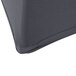 A close-up of a charcoal Snap Drape Contour Table Cover on a table.