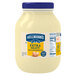 A white jar of Hellmann's Extra Heavy Mayonnaise with a blue lid.