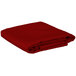 A folded red Intedge table cover on a white surface.