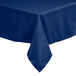 A royal blue rectangular Intedge table cover on a table.