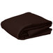 A folded brown rectangular Intedge table cover.
