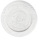 A  white wicker Charge It by Jay rattan charger plate.