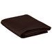 A folded dark brown Intedge rectangular cloth table cover.