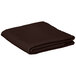 A folded brown Intedge square cloth table cover.