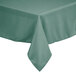 A close-up of a seafoam green Intedge rectangular tablecloth on a table.