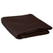 A folded brown Intedge polyester table cover.