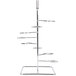 A silver metal GET Chrome Tower dessert shot display stand with six round rings.