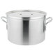 A silver Vollrath Wear-Ever boiler/fryer pot with handles and a lid.