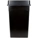 A black rectangular Continental wall hugger trash can with a drop shot lid.