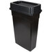 A black rectangular Continental wall hugger trash can with a Drop Shot lid.