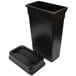 A black rectangular Continental wall hugger trash can with a Drop Shot lid.