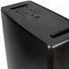 A black rectangular Continental wall hugger trash can with a lid.