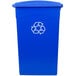A blue rectangular Continental recycling bin with a recycle slot and lid with a recycle symbol.