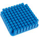 A blue plastic square push block with a grid of squares.