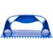 A blue plastic grill and griddle cleaning brush with a handle.