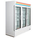 A white True refrigerated glass door merchandiser.