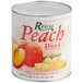 A #10 can of Regal diced peaches in light syrup with a white label.
