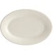 An Acopa ivory stoneware platter with a wide rolled edge and white border.