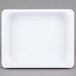 A white rectangular Thunder Group food pan with a lid on it.
