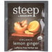 A package of Steep By Bigelow Organic Lemon Ginger Tea Bags on a table.