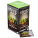 A box of Steep By Bigelow Organic Pure Green Tea Bags on a counter with a packet of tea.
