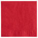 A red napkin with a white border.
