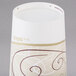 A white Solo paper cold cup with a brown swirl design.