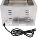A stainless steel APW Wyott countertop food cooker/warmer with a cord.