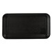 A black rectangular CKF foam meat tray with a white border.