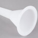 A white plastic stuffing tube for a meat grinder.