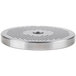 A Globe #22 stainless steel meat grinder plate with holes.