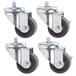 A set of 4 black stem casters with rubber wheels.