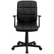 A Flash Furniture black vinyl mid-back office chair with arms and wheels.