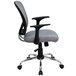 A Flash Furniture grey mesh office chair with armrests.