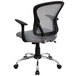 A gray Flash Furniture office chair with black mesh back and chrome base.